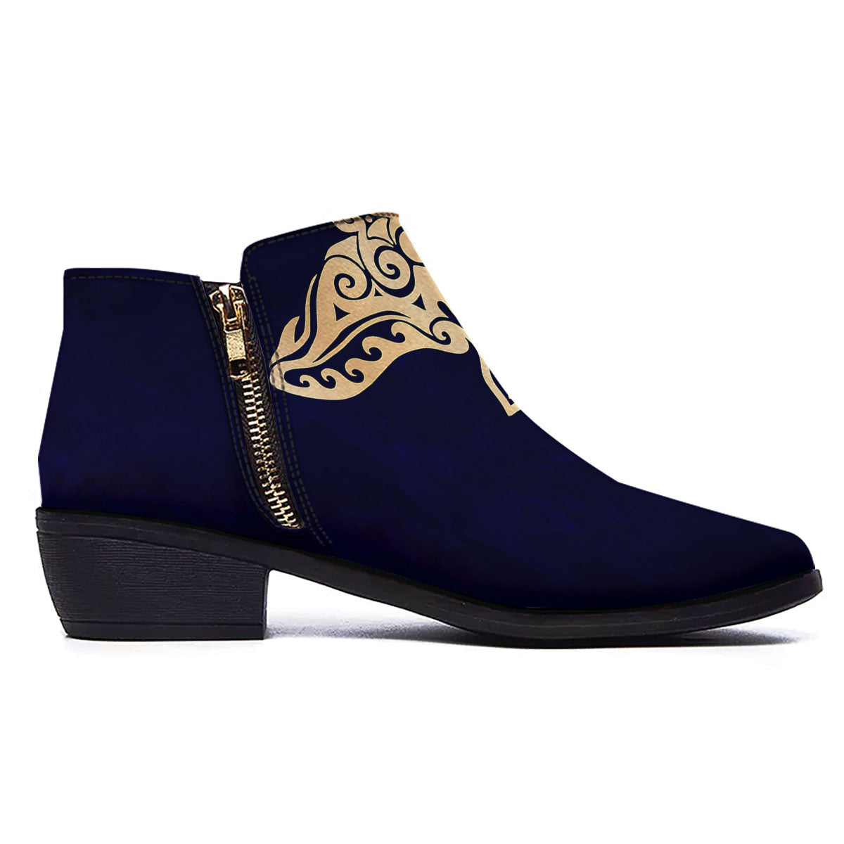 Stingray Spiritual Golden Print Ankle Boots-grizzshop
