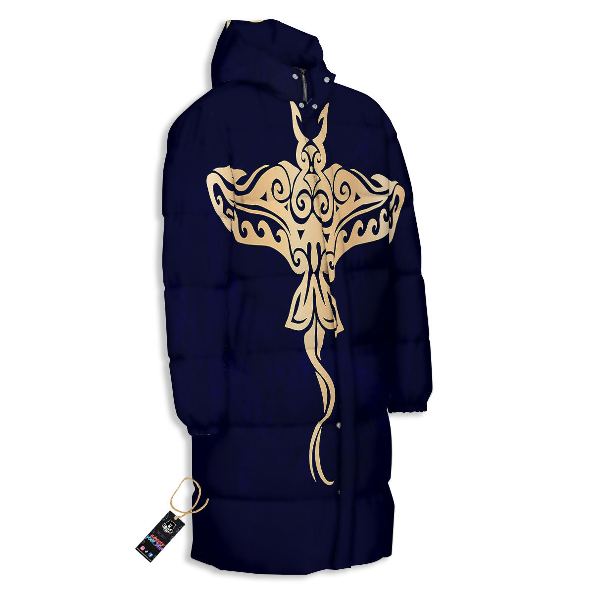 Stingray Spiritual Golden Print Long Down Jacket-grizzshop