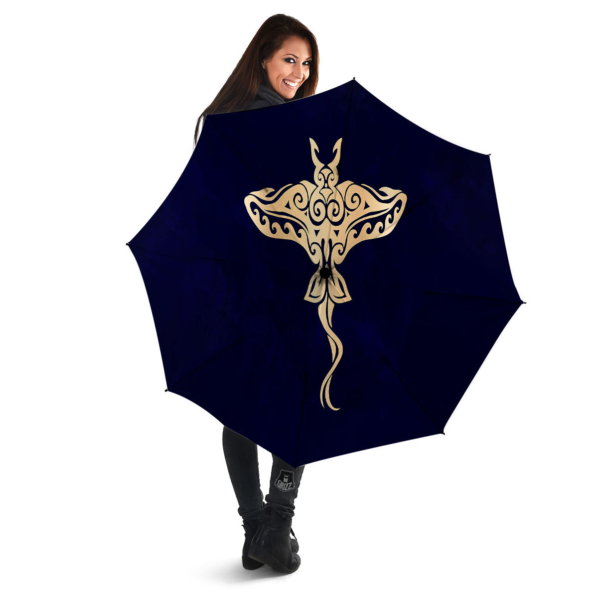 Stingray Spiritual Golden Print Umbrella-grizzshop