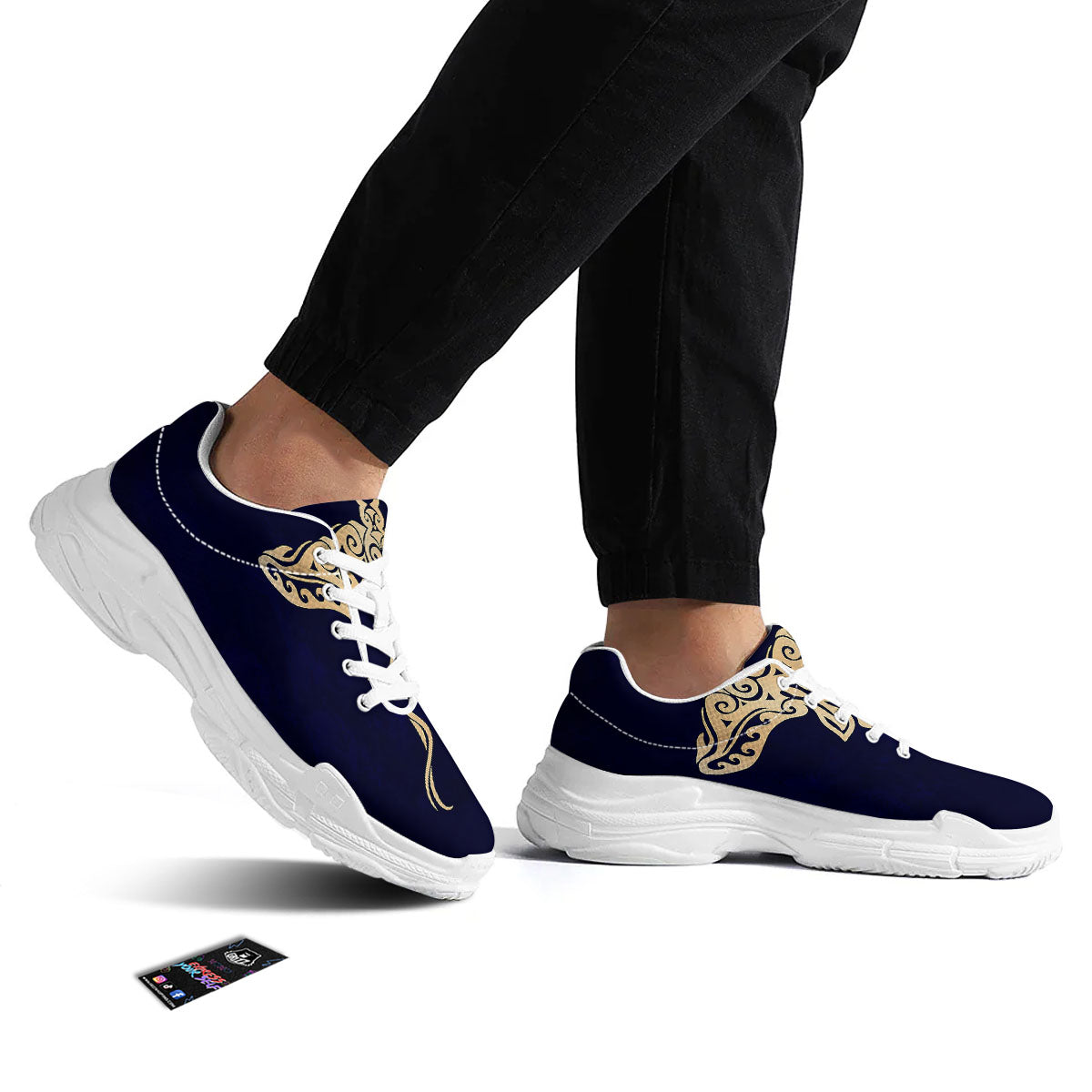 Stingray Spiritual Golden Print White Chunky Shoes-grizzshop