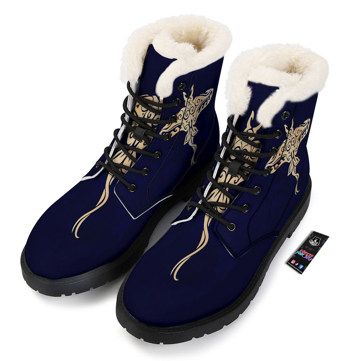 Stingray Spiritual Golden Print Winter Boots-grizzshop