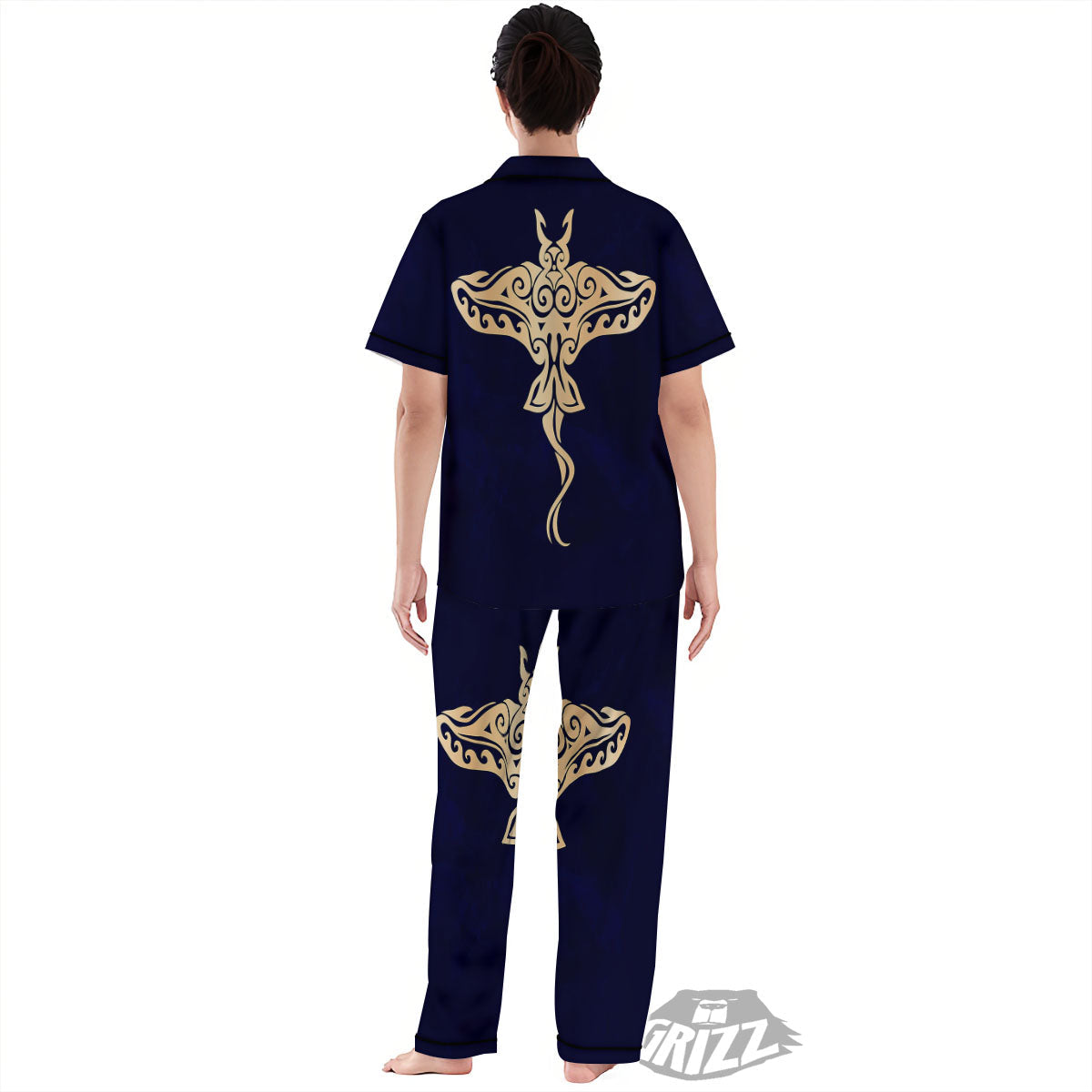 Stingray Spiritual Golden Print Women's Pajamas Set-grizzshop