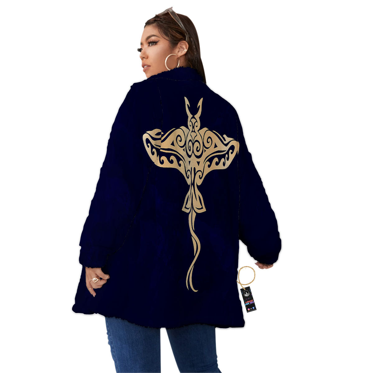 Stingray Spiritual Golden Print Women's Sherpa Jacket-grizzshop
