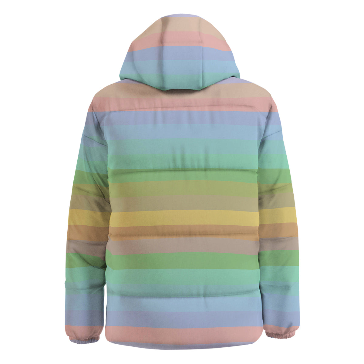 Stiped Rainbow Pastel Print Down Jacket-grizzshop
