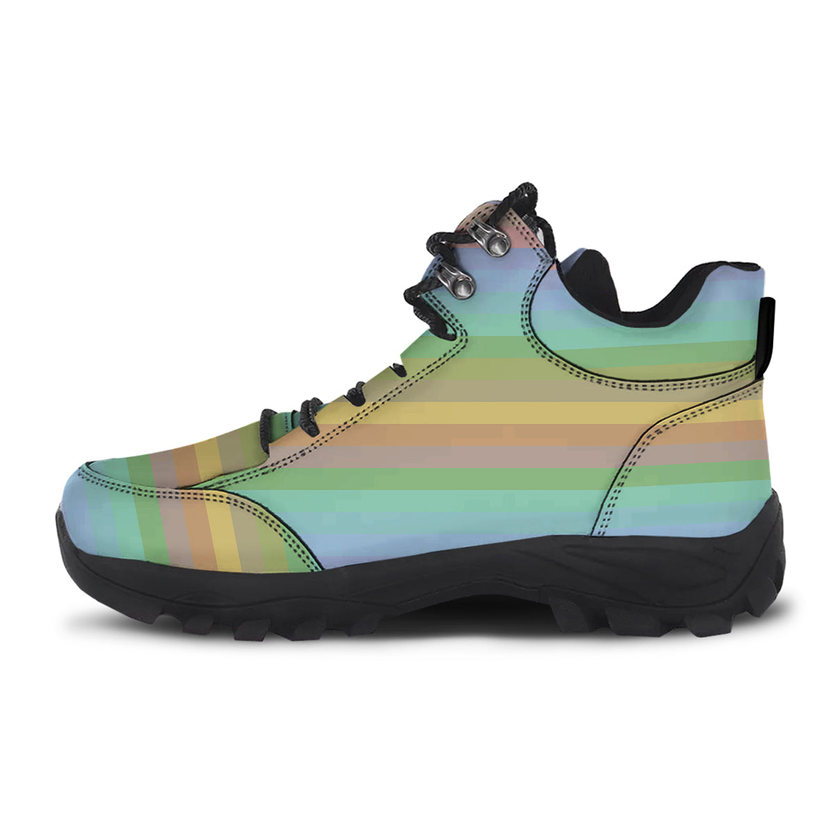 Stiped Rainbow Pastel Print Hiking Shoes-grizzshop