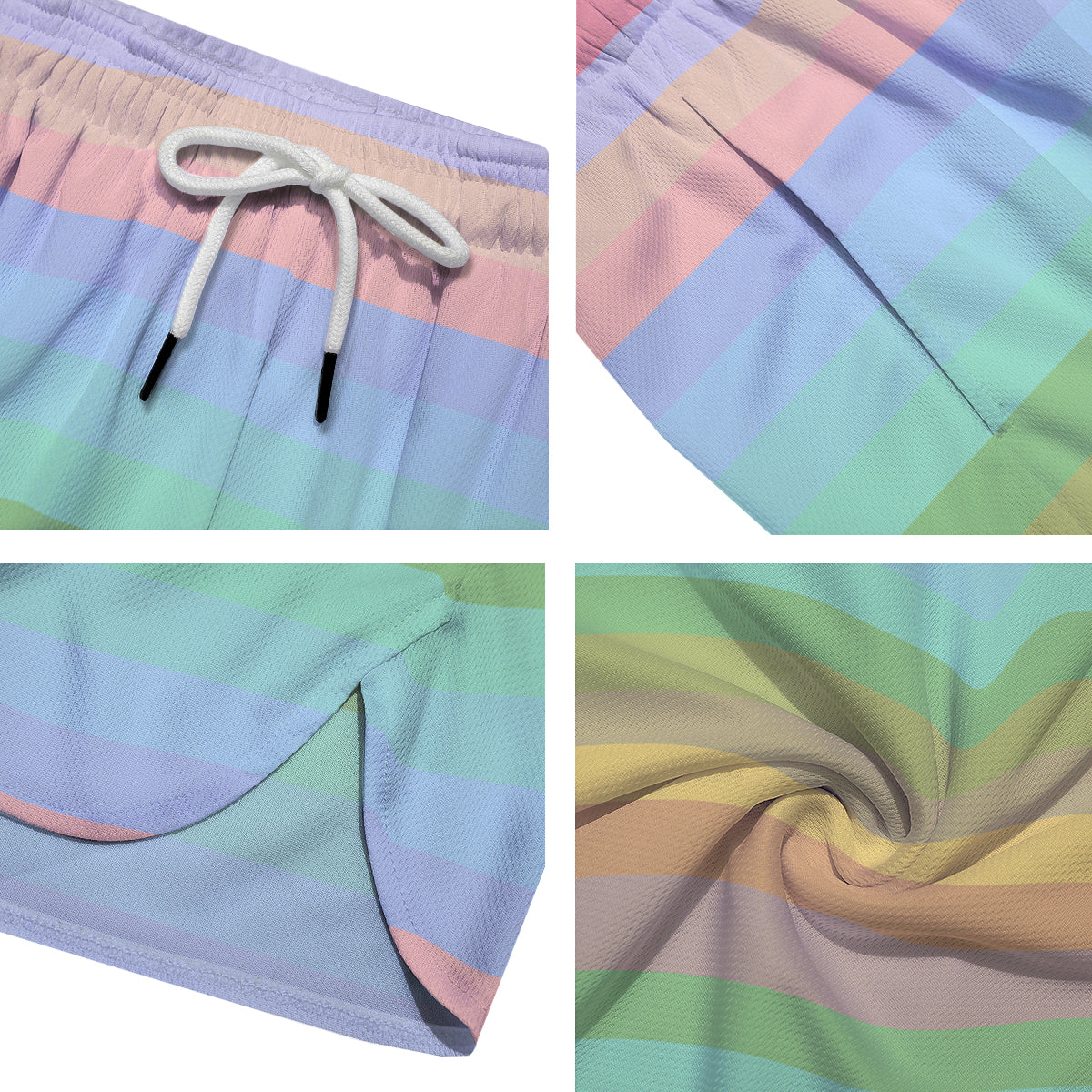 Stiped Rainbow Pastel Print Men's Running Shorts-grizzshop