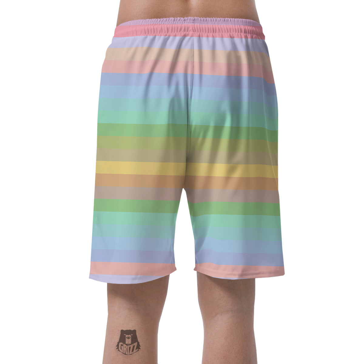 Stiped Rainbow Pastel Print Men's Shorts-grizzshop