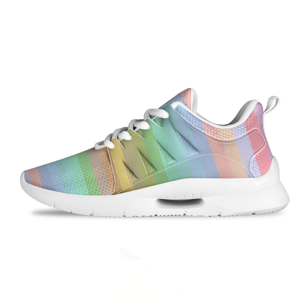 Stiped Rainbow Pastel Print Tennis Shoes-grizzshop