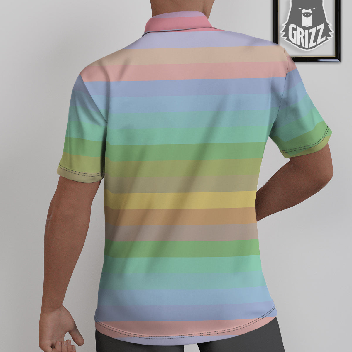 Stiped Rainbow Pastel Print Untucked Shirts-grizzshop