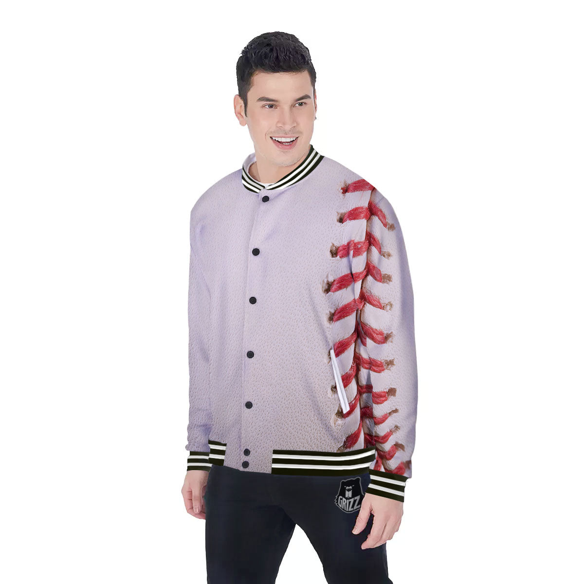 Stitching Baseball Print Baseball Jacket-grizzshop