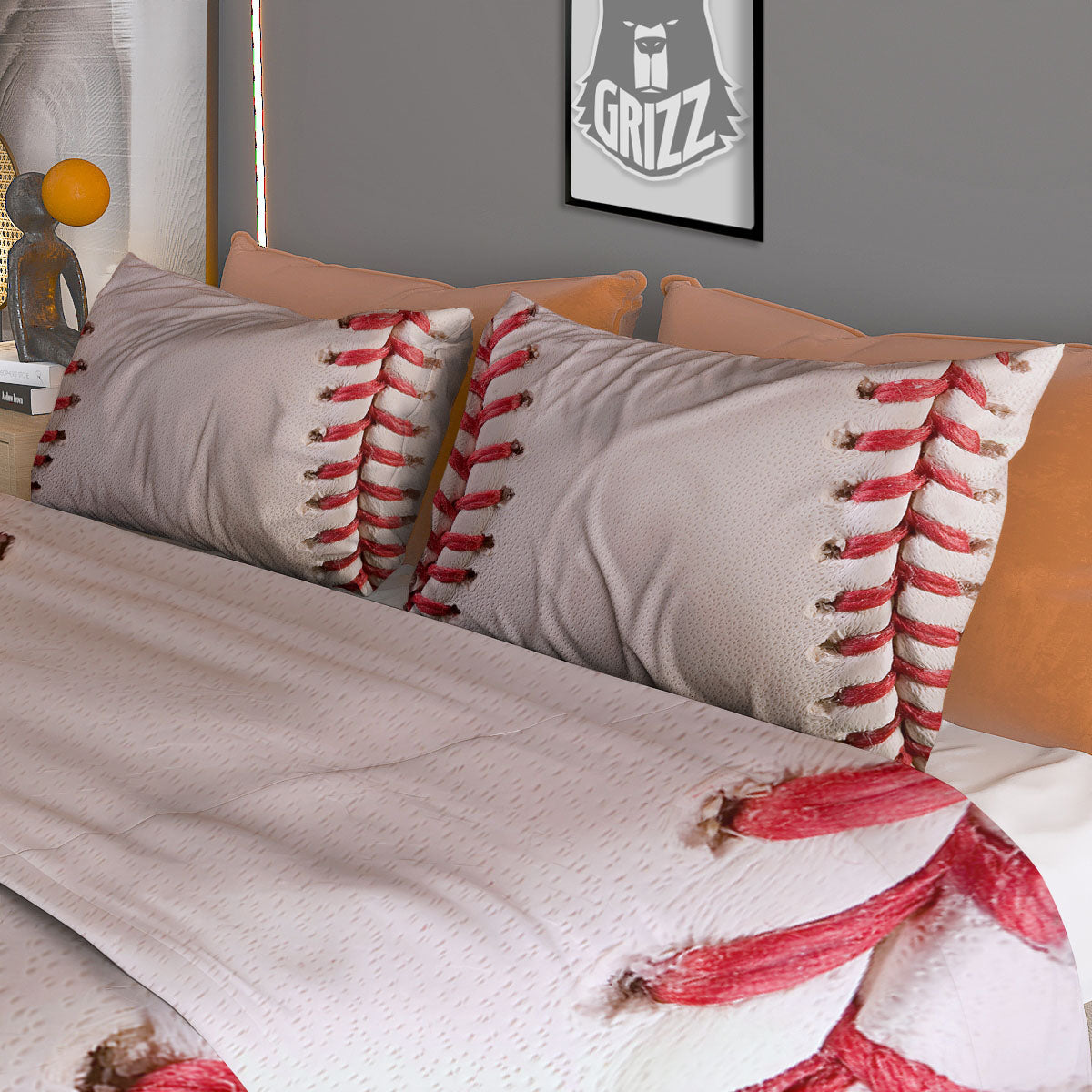 Stitching Baseball Print Duvet Cover Bedding Set