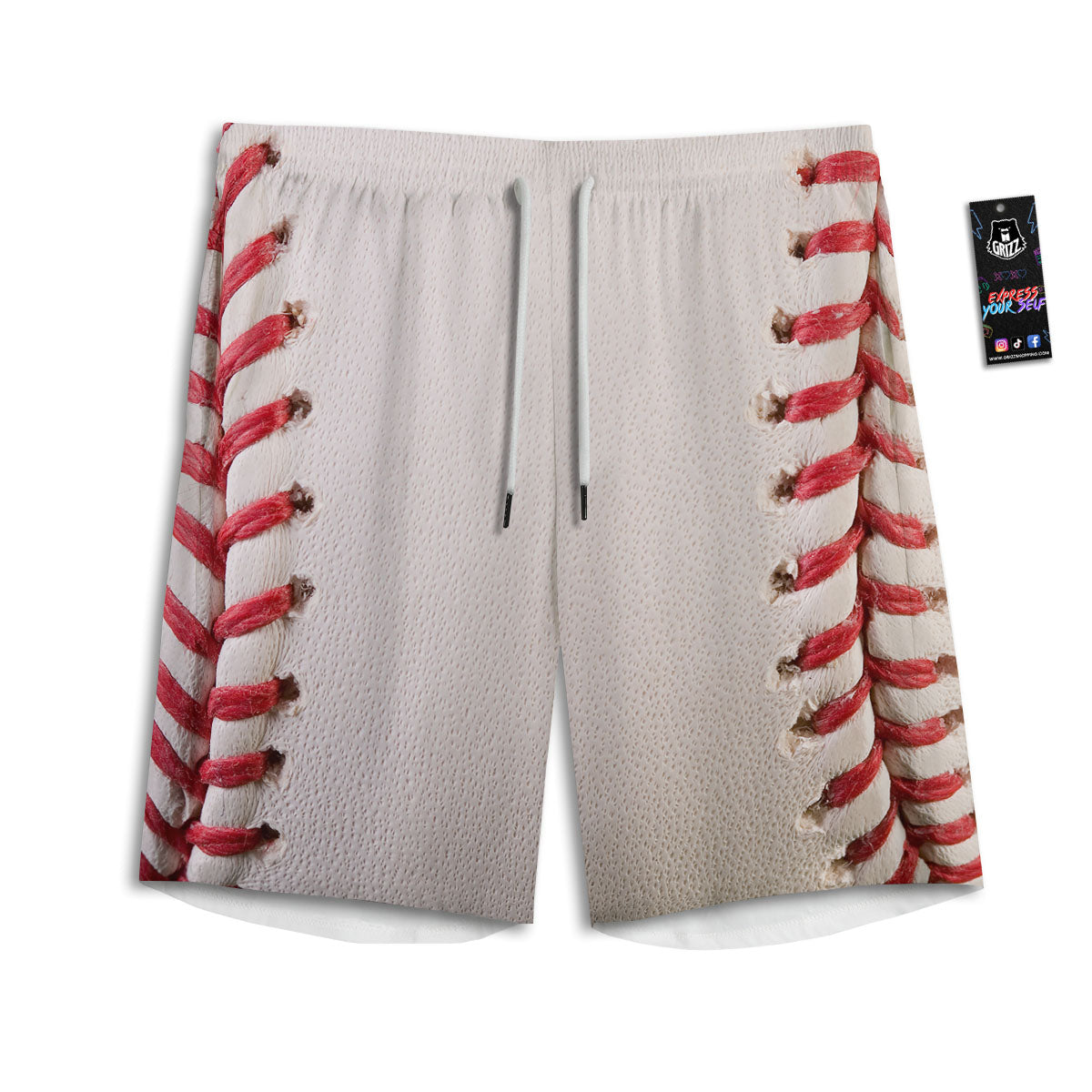 Stitching Baseball Print Men's Athletic Shorts