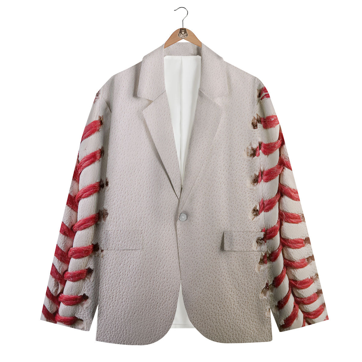 Stitching Baseball Print Men's Blazer-grizzshop