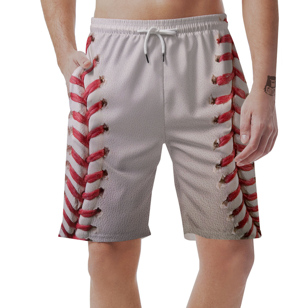 Stitching Baseball Print Men's Shorts-grizzshop