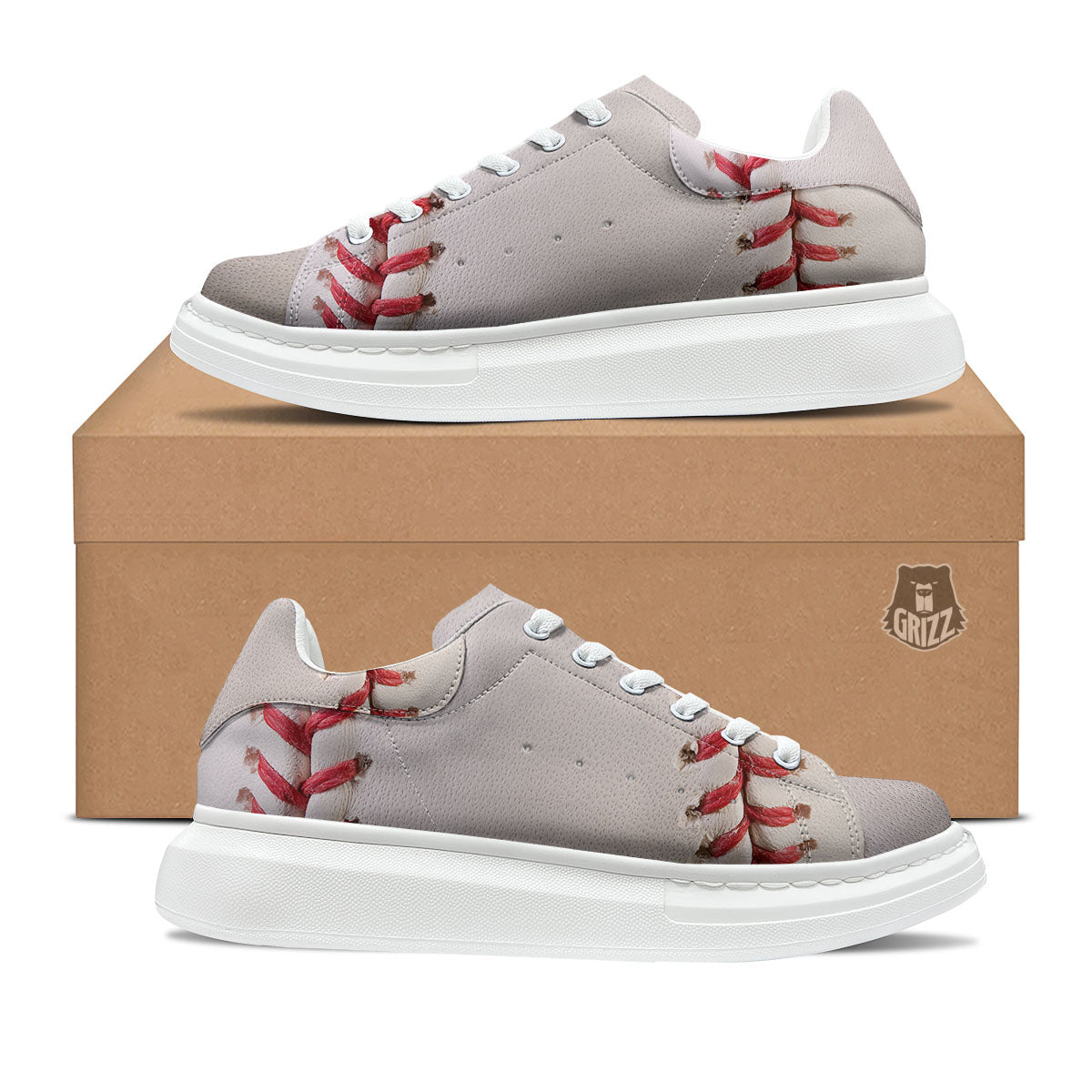 Stitching Baseball Print Platform Shoes-grizzshop