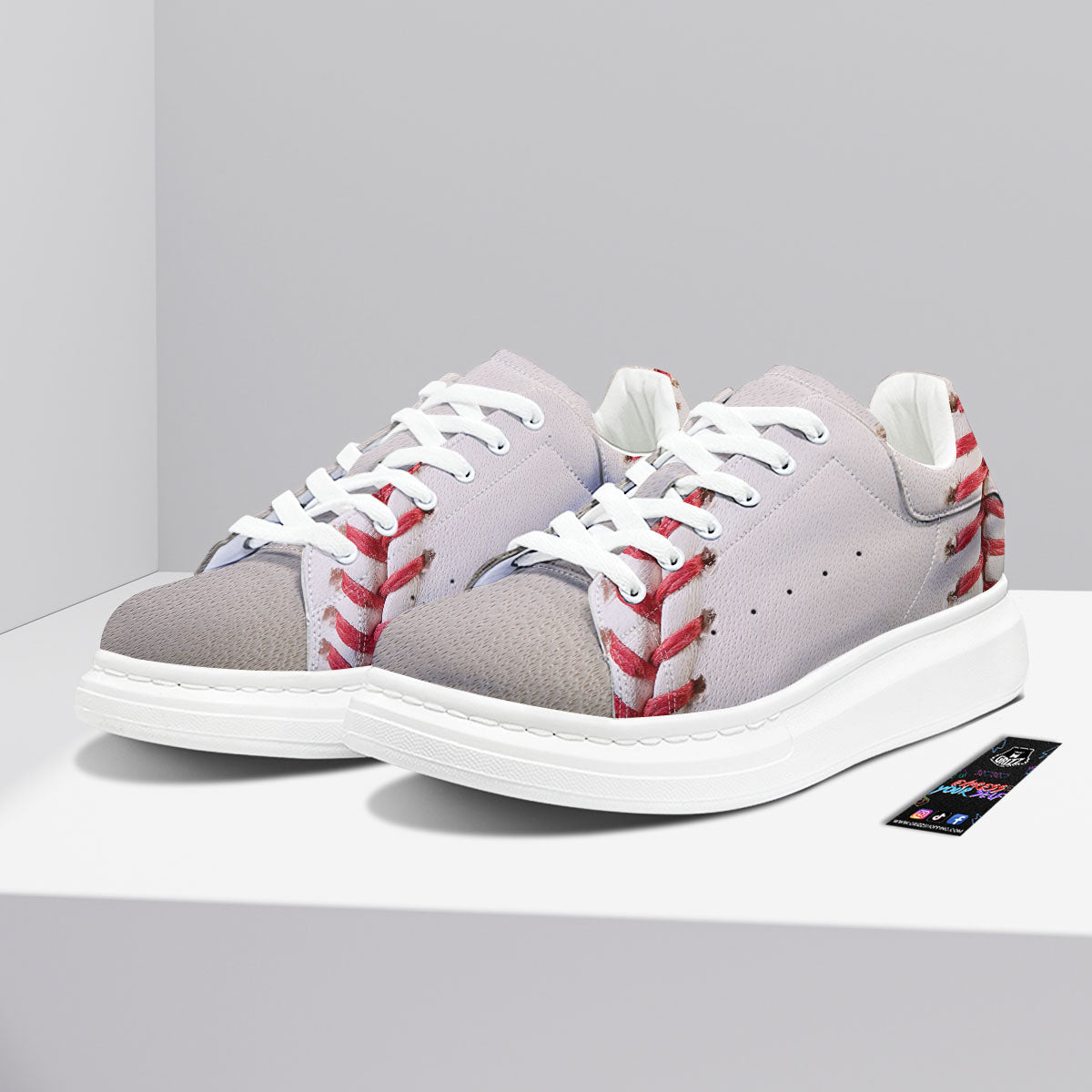 Stitching Baseball Print Platform Shoes-grizzshop