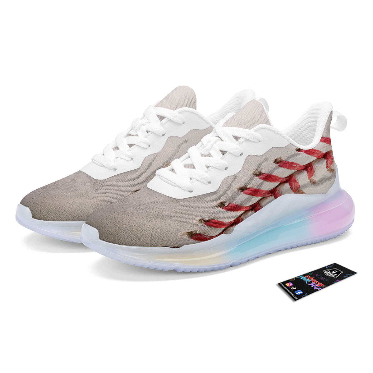 Stitching Baseball Print Running Sneakers-grizzshop