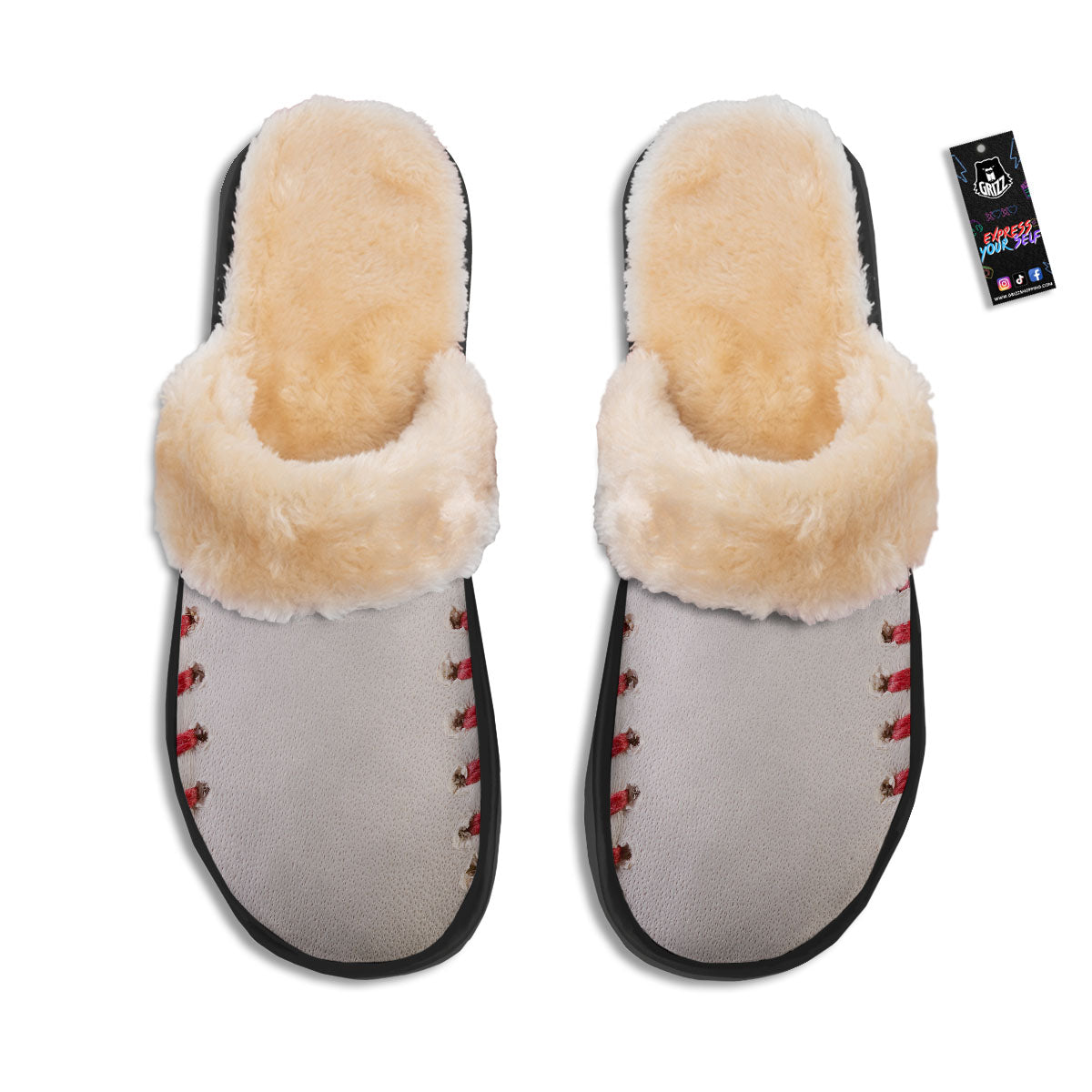 Stitching Baseball Print Slippers-grizzshop
