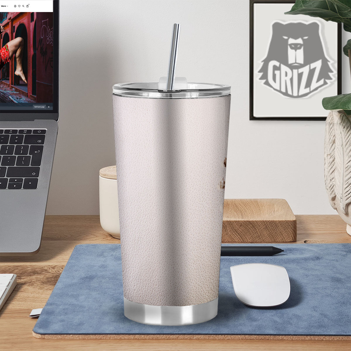 Stitching Baseball Print Tumbler-grizzshop