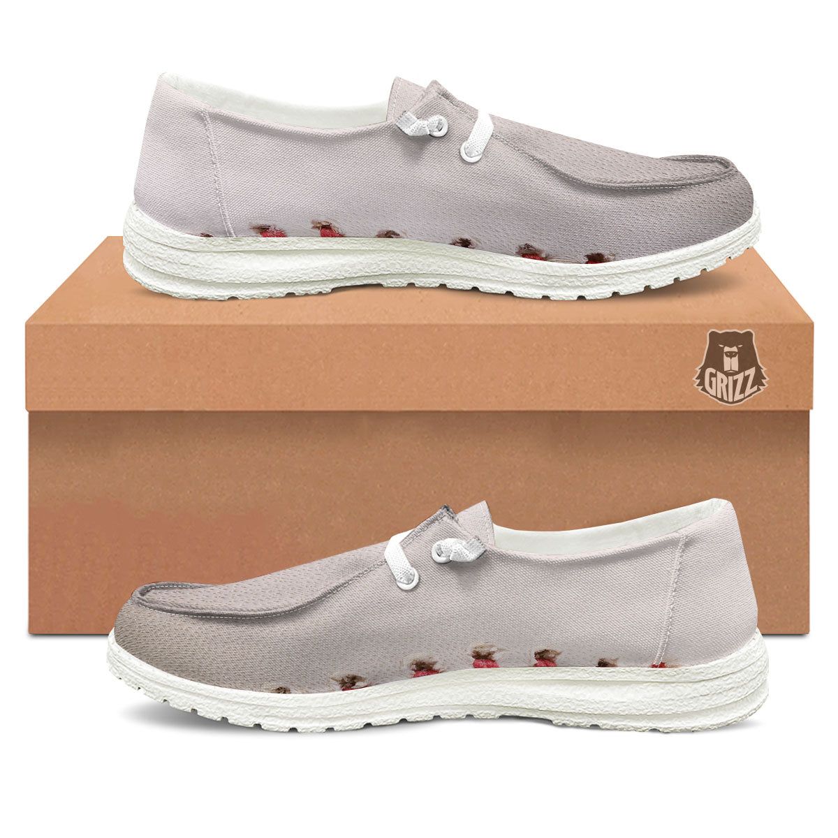 Stitching Baseball Print White Loafers-grizzshop