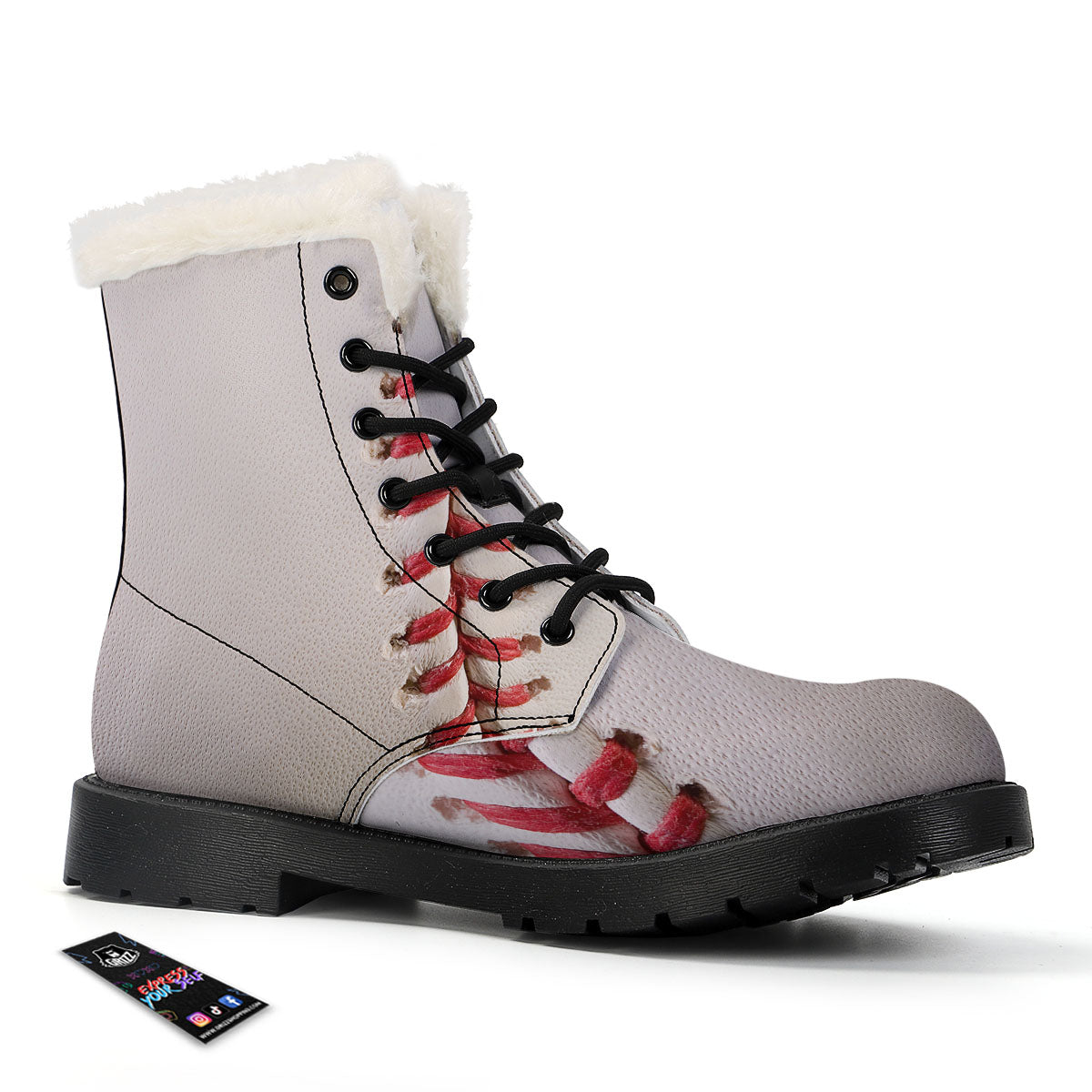 Stitching Baseball Print Winter Boots-grizzshop