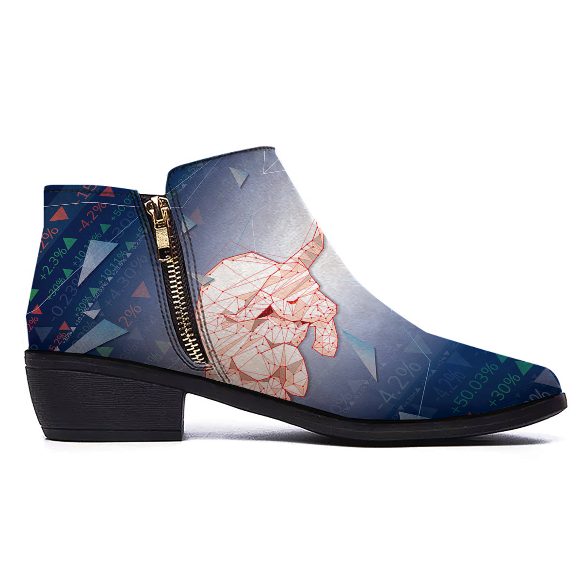 Stock Market Bear And Bull Print Ankle Boots-grizzshop