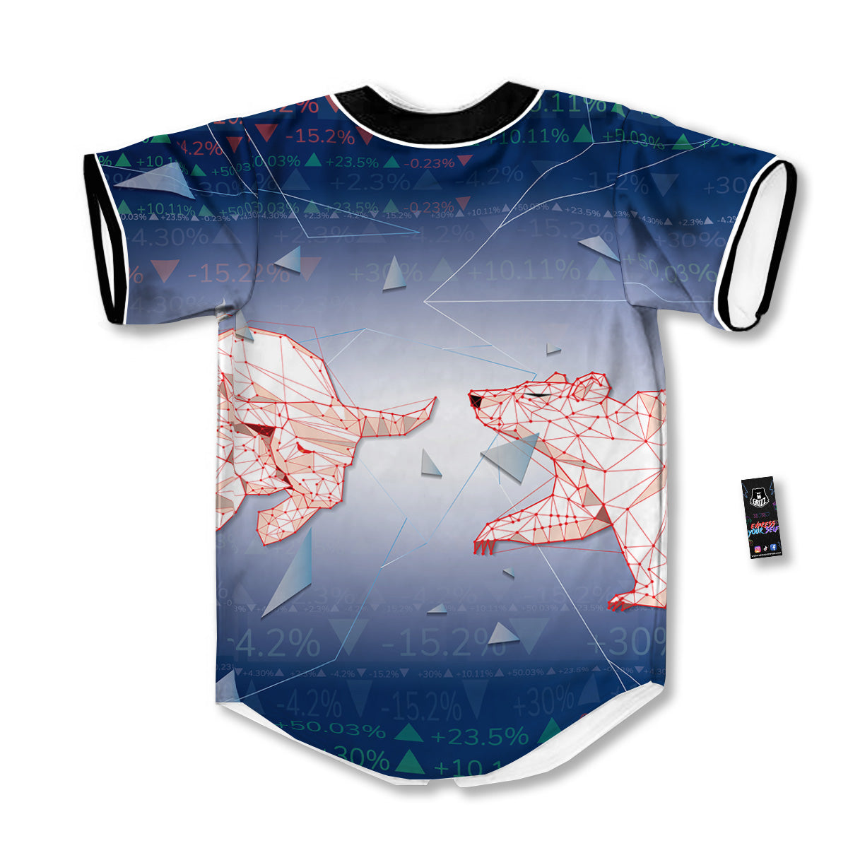 Stock Market Bear And Bull Print Baseball Jersey-grizzshop