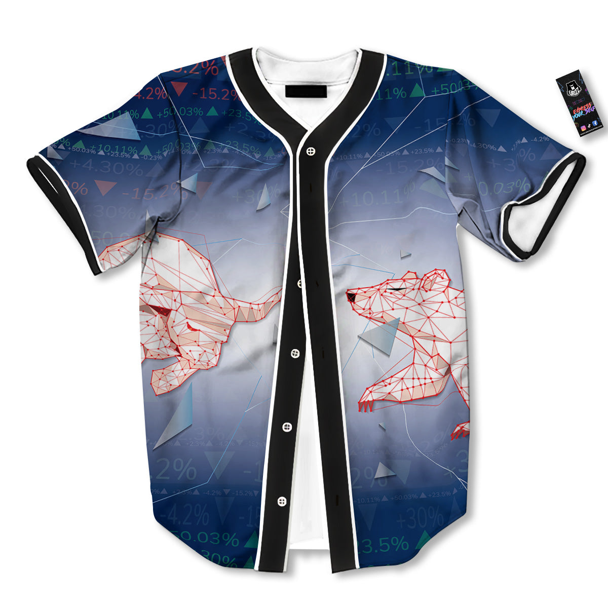 Stock Market Bear And Bull Print Baseball Jersey-grizzshop
