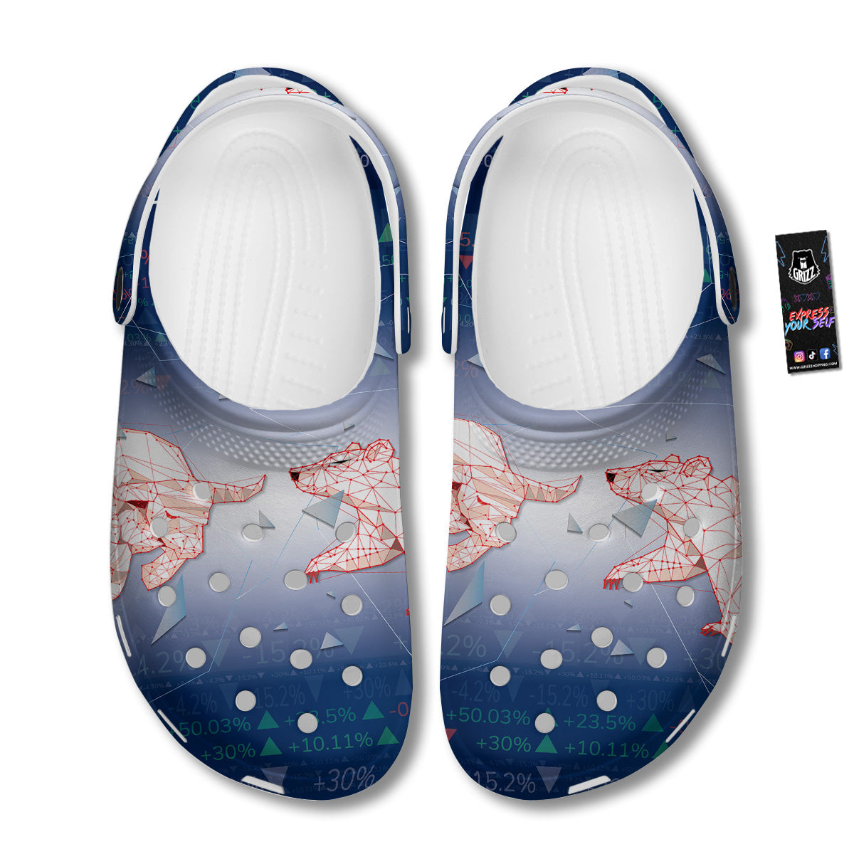 Stock Market Bear And Bull Print Clog-grizzshop