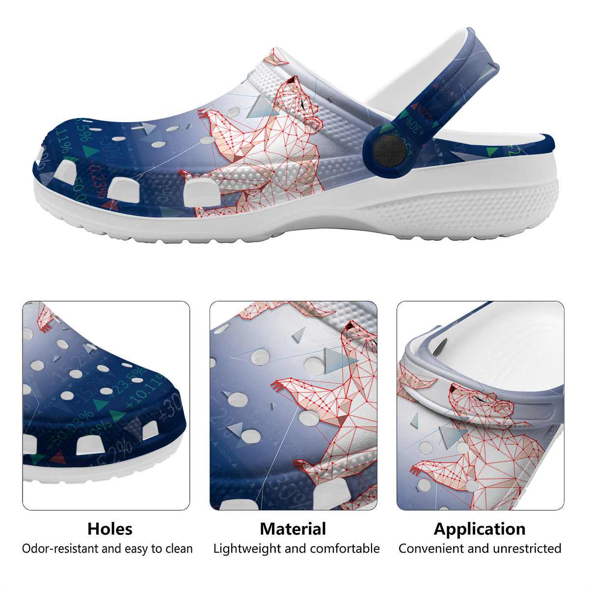 Stock Market Bear And Bull Print Clog-grizzshop