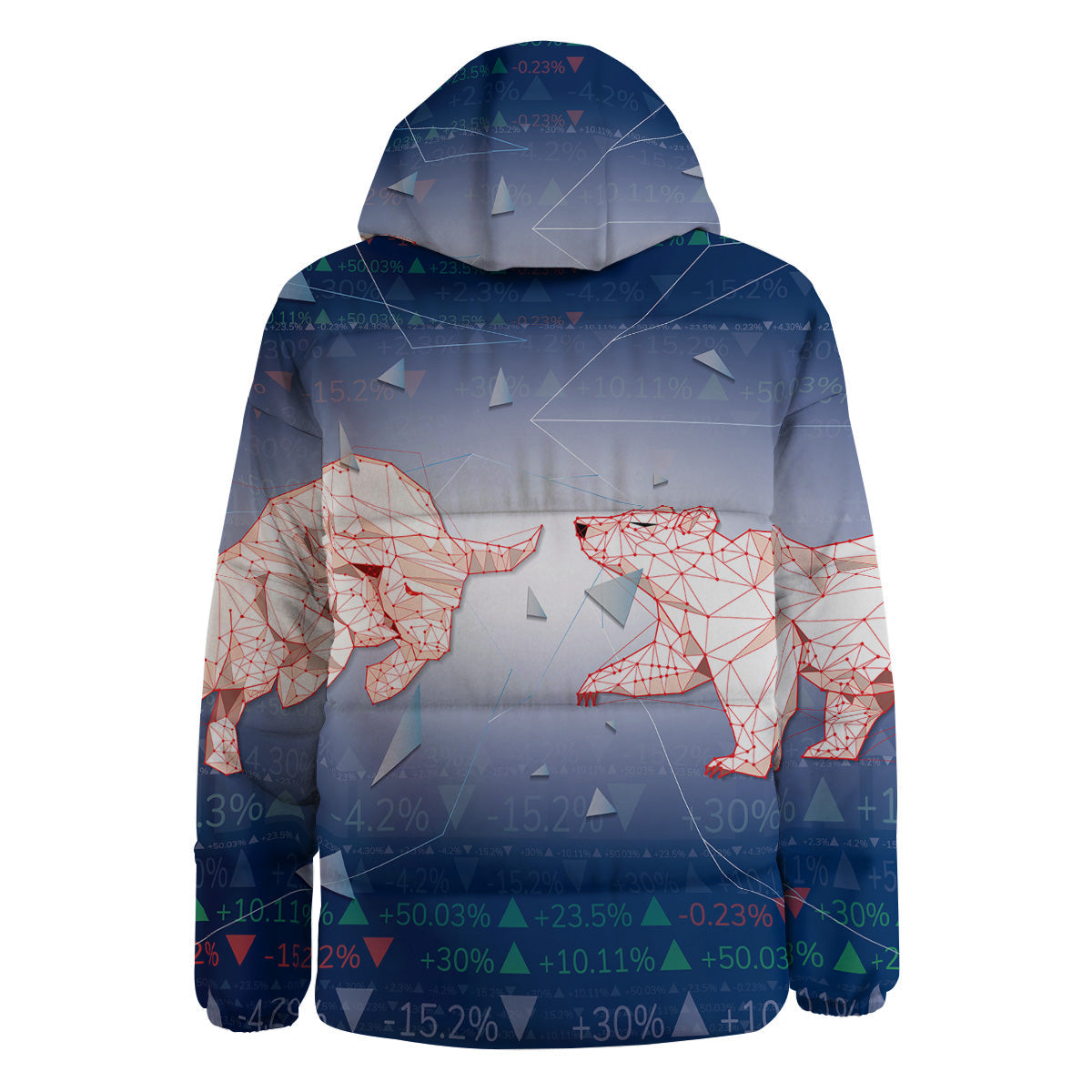 Stock Market Bear And Bull Print Down Jacket-grizzshop