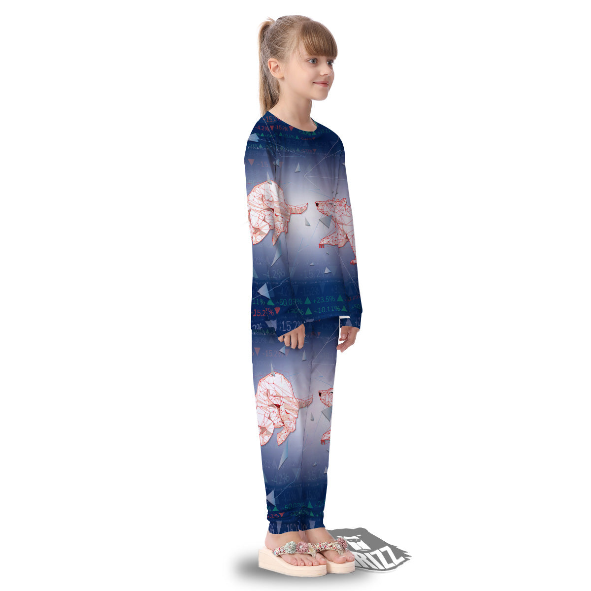 Stock Market Bear And Bull Print Kid's Pajamas-grizzshop