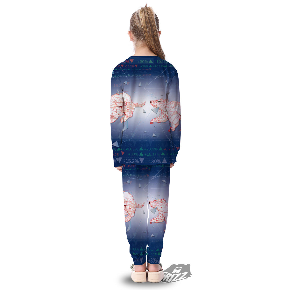 Stock Market Bear And Bull Print Kid's Pajamas-grizzshop