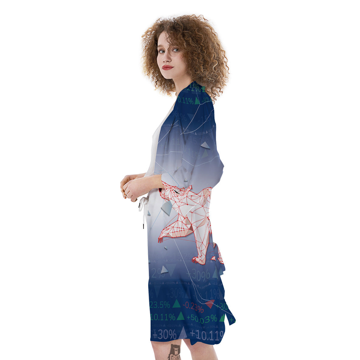 Stock Market Bear And Bull Print Kimono-grizzshop