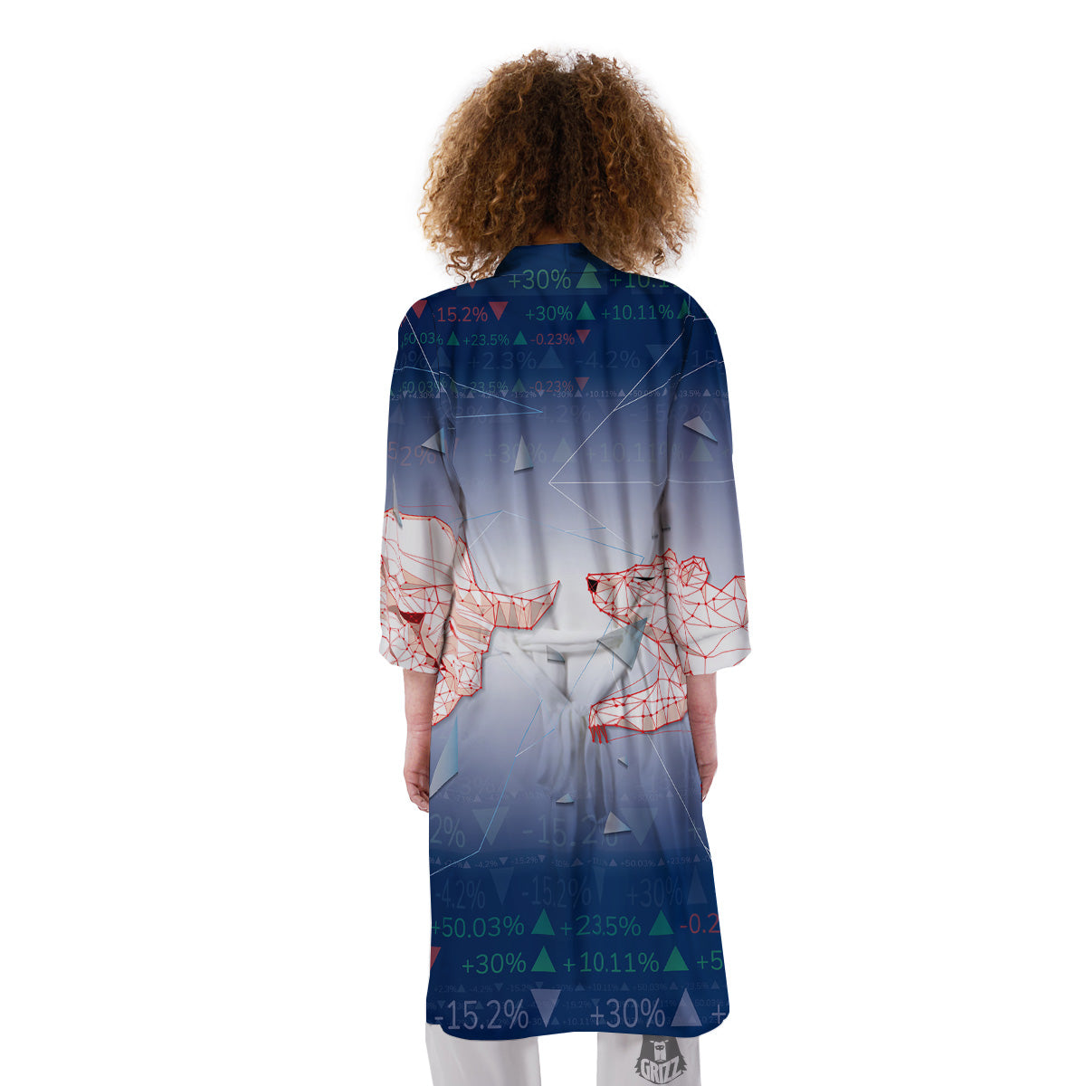 Stock Market Bear And Bull Print Kimono-grizzshop