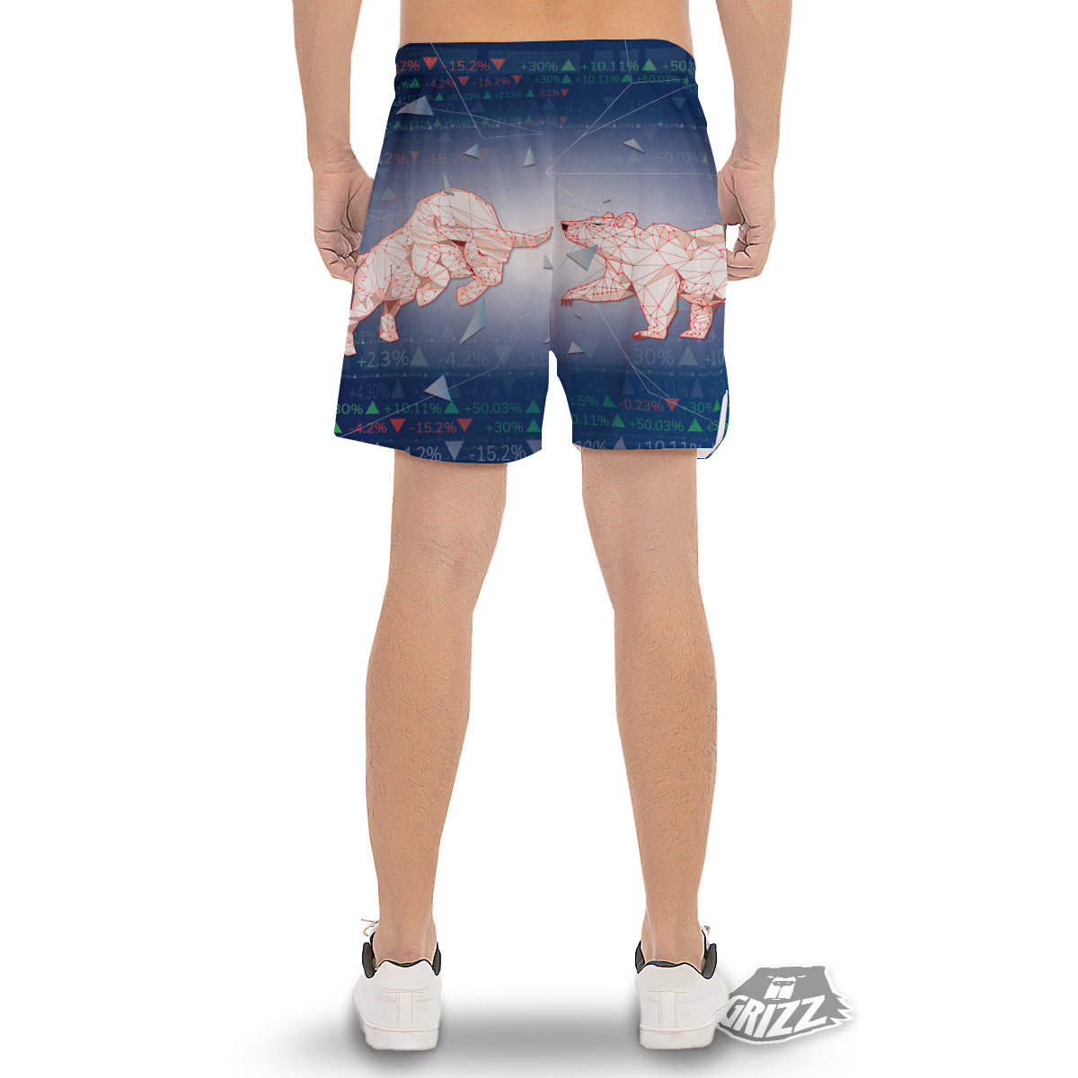 Stock Market Bear And Bull Print Men's Gym Shorts-grizzshop