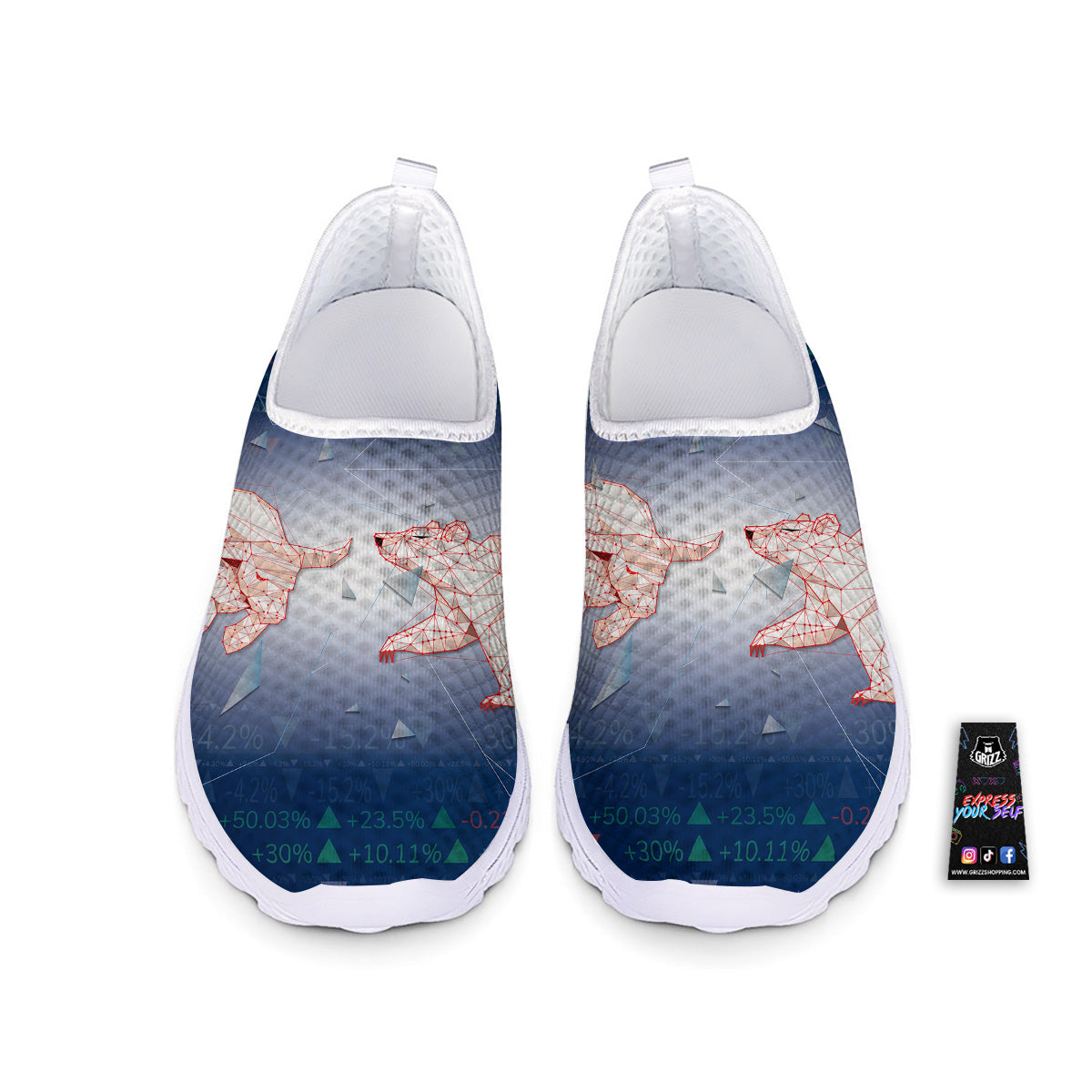 Stock Market Bear And Bull Print Nurse Shoes-grizzshop