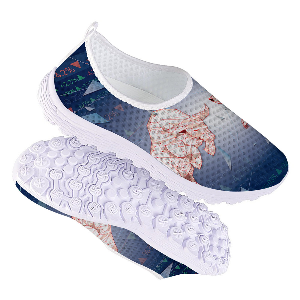 Stock Market Bear And Bull Print Nurse Shoes-grizzshop