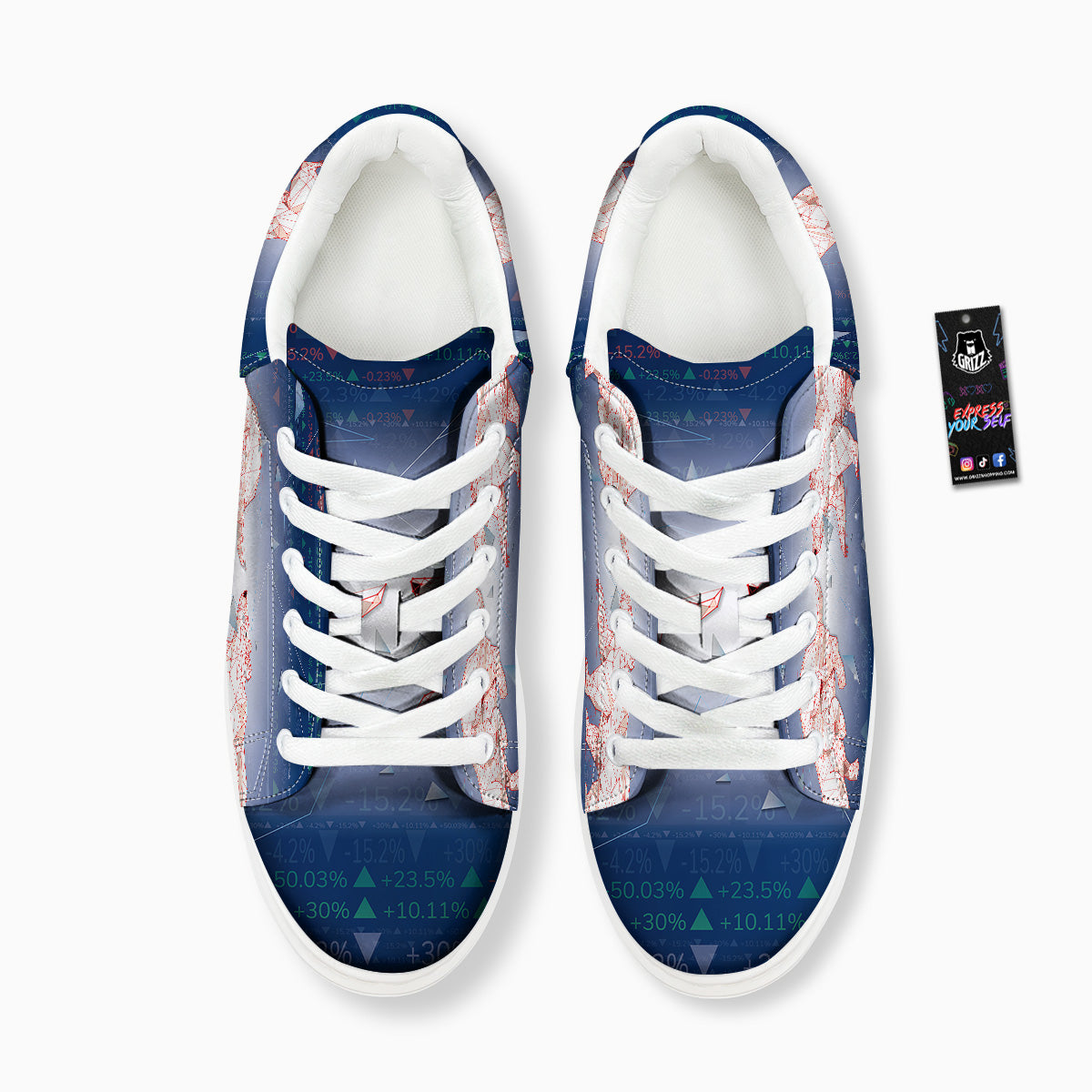 Stock Market Bear And Bull Print Platform Shoes-grizzshop