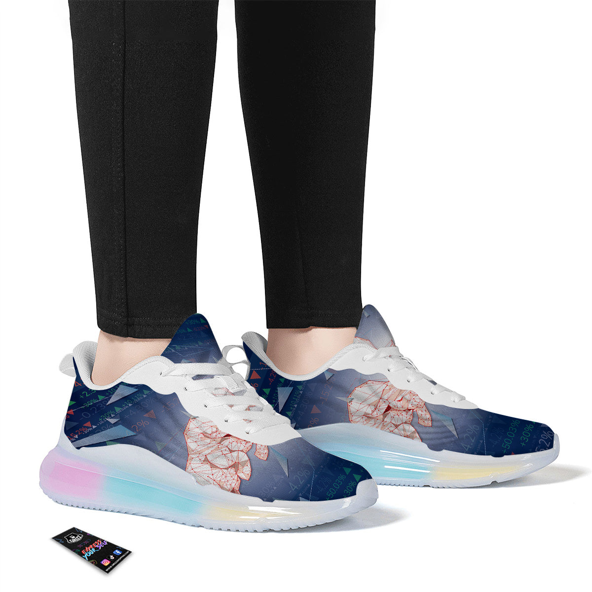 Stock Market Bear And Bull Print Running Sneakers-grizzshop