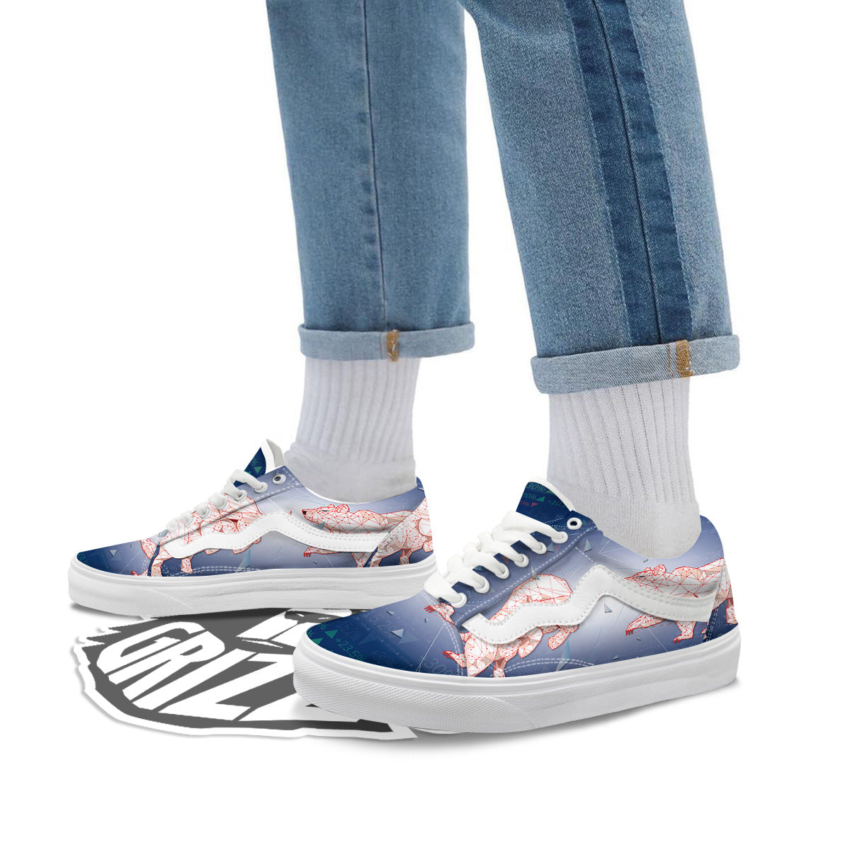 Stock Market Bear And Bull Print Skate Shoes-grizzshop