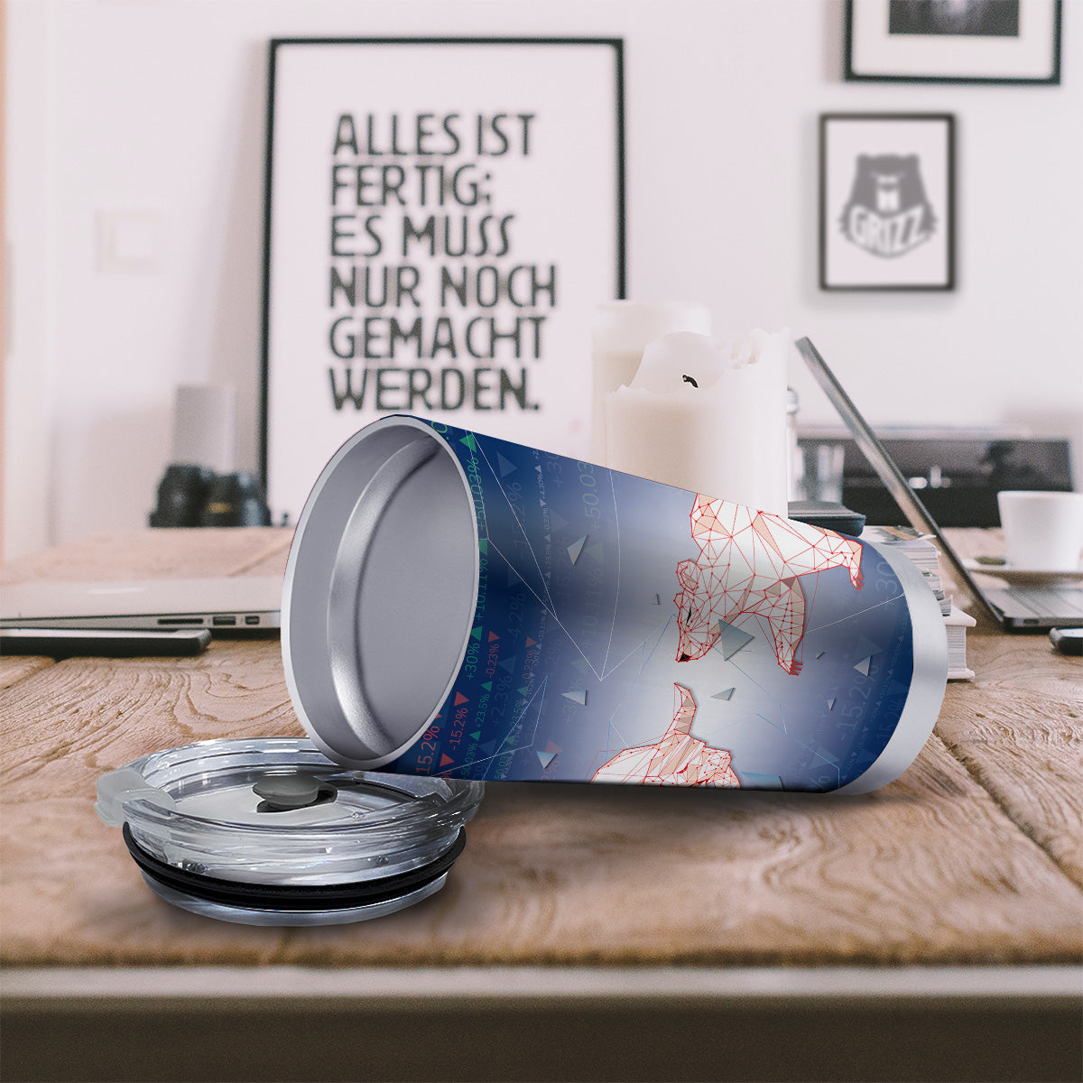 Stock Market Bear And Bull Print Tumbler-grizzshop