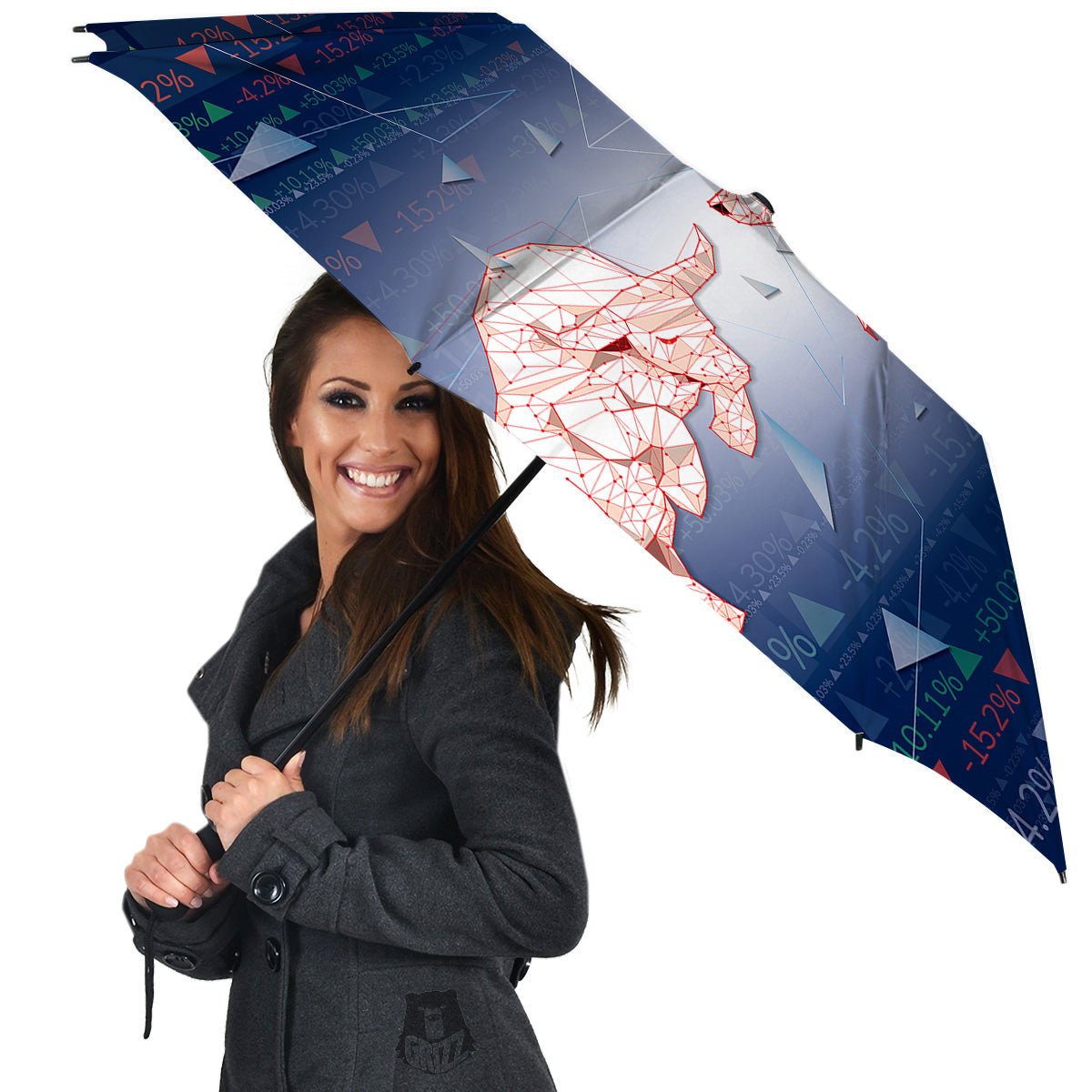 Stock Market Bear And Bull Print Umbrella-grizzshop