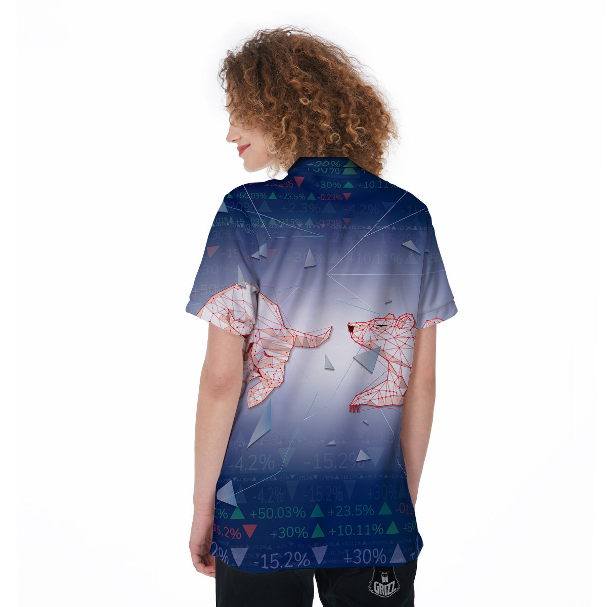 Stock Market Bear And Bull Print Women's Golf Shirts-grizzshop