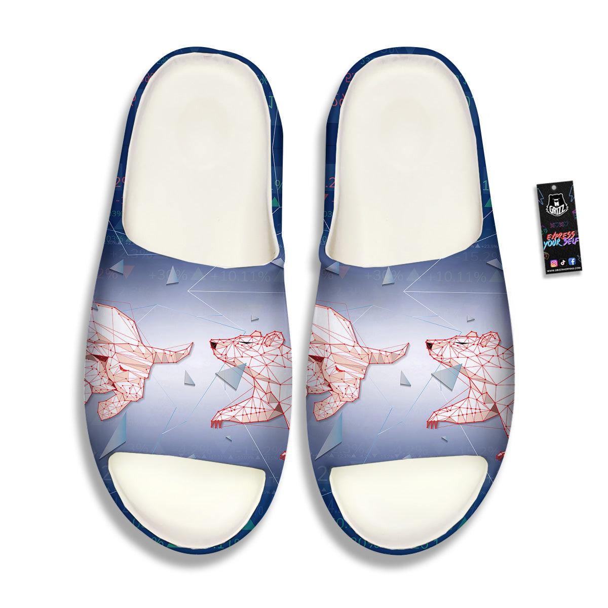 Stock Market Bear And Bull Print Sandals-grizzshop