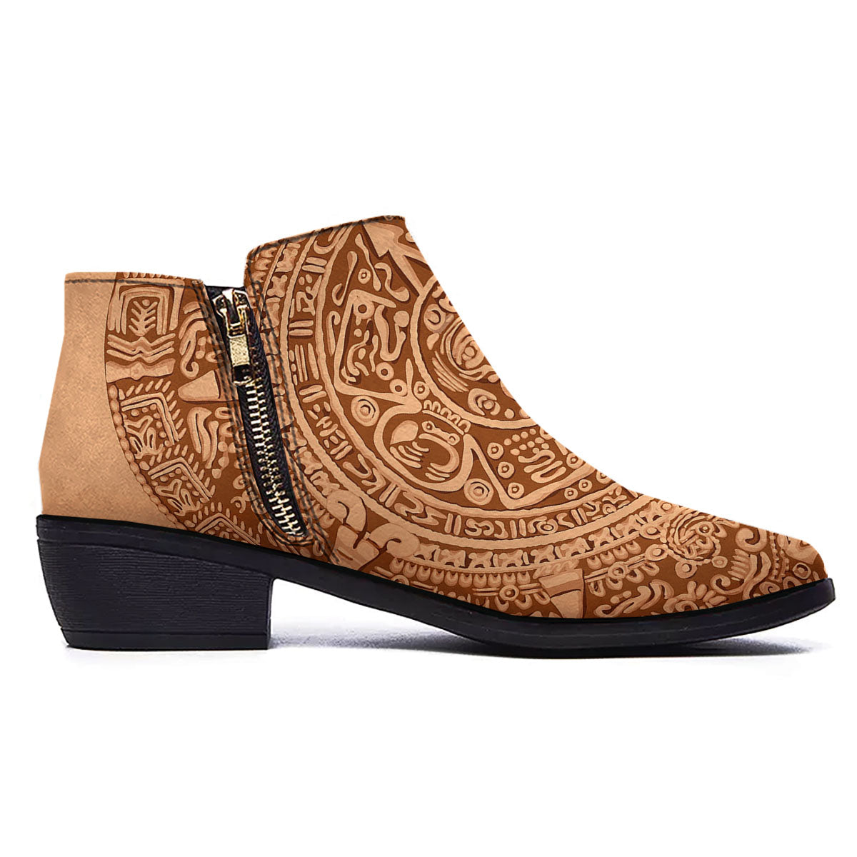 Stone Mayan Print Ankle Boots-grizzshop