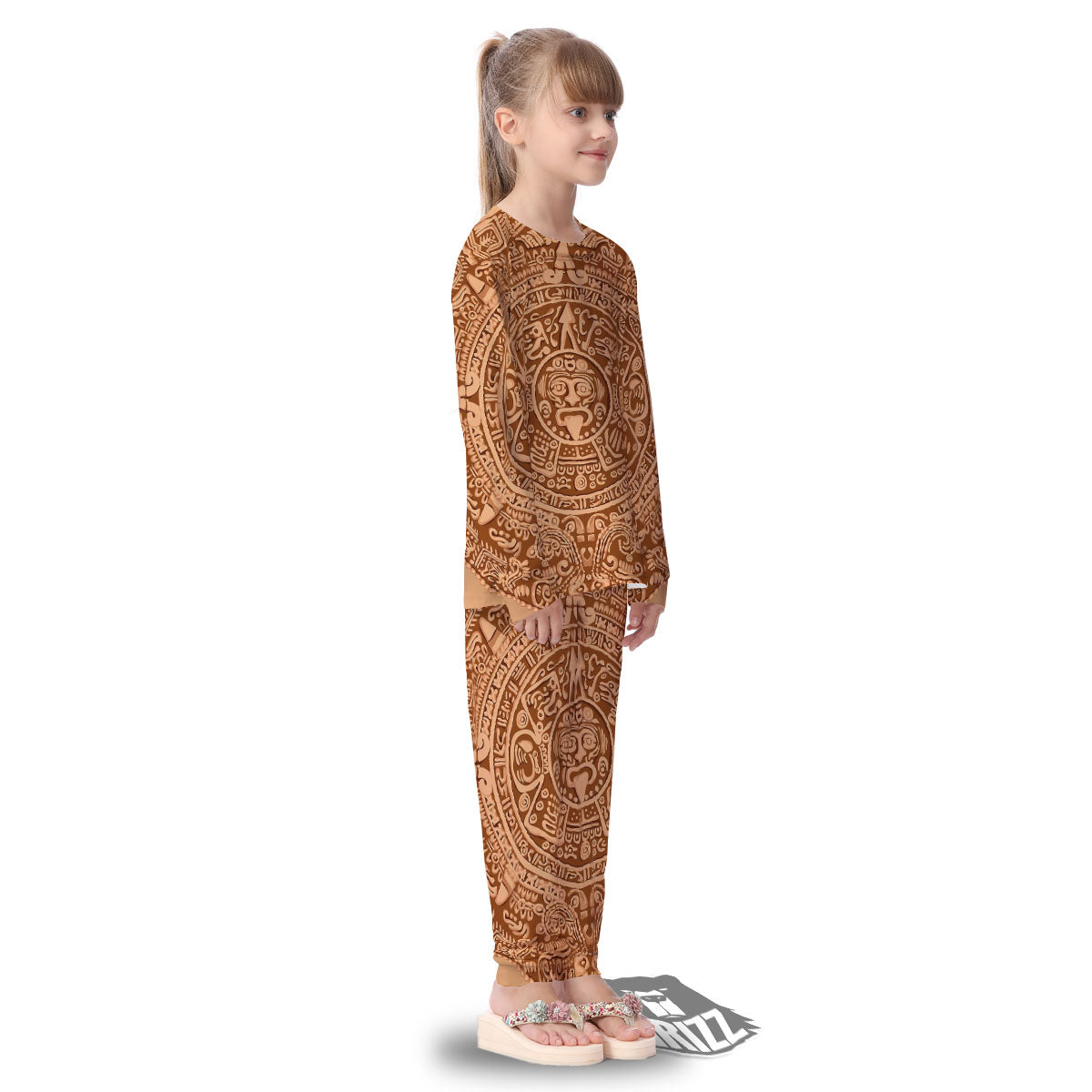 Stone Mayan Print Kid's Pajamas-grizzshop
