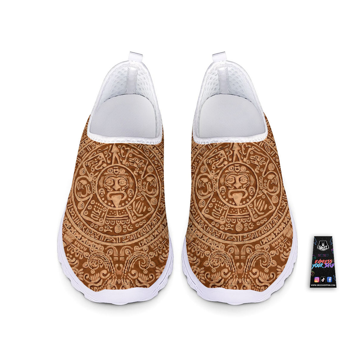 Stone Mayan Print Nurse Shoes-grizzshop