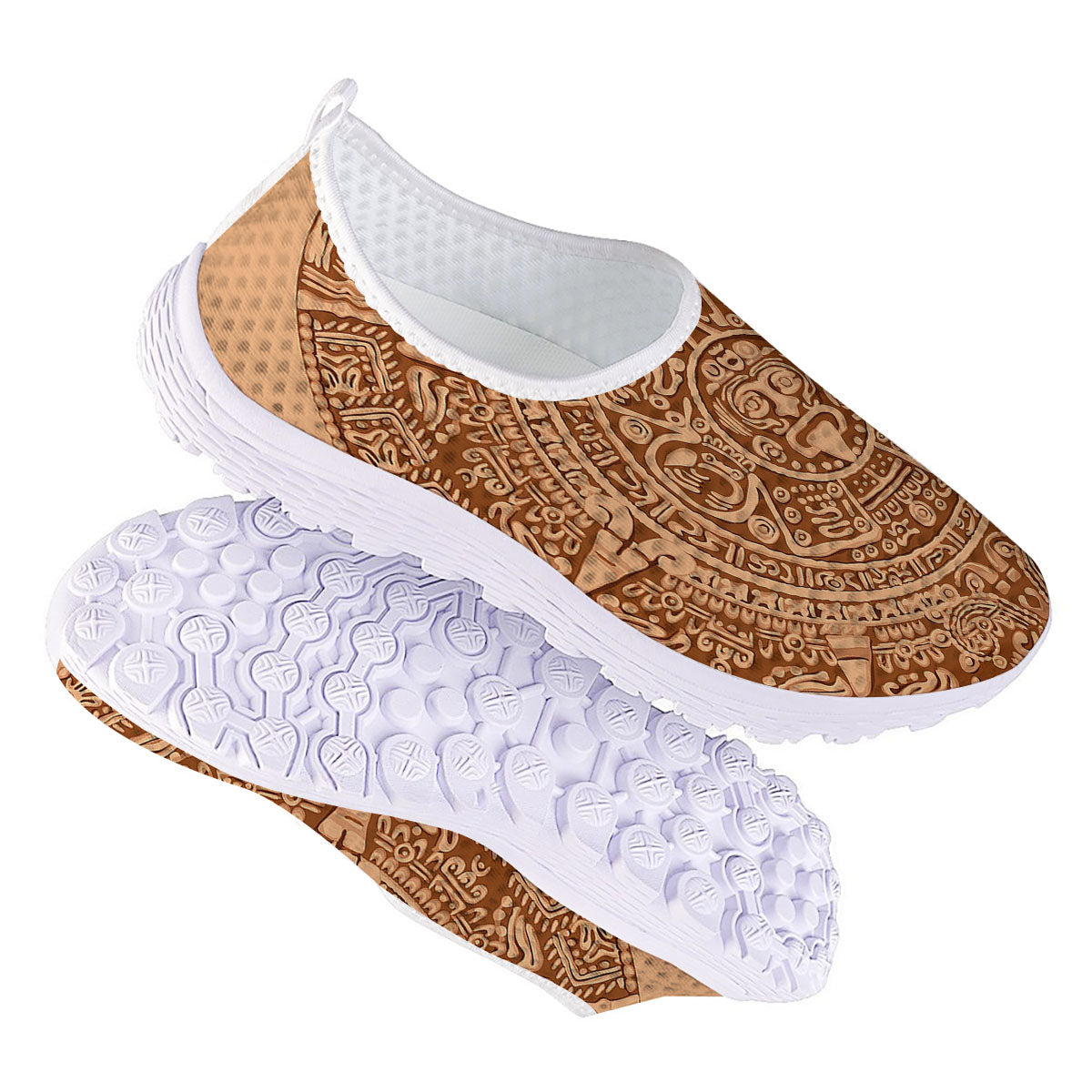 Stone Mayan Print Nurse Shoes-grizzshop