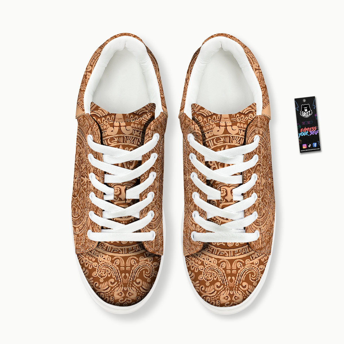 Stone Mayan Print Platform Shoes-grizzshop